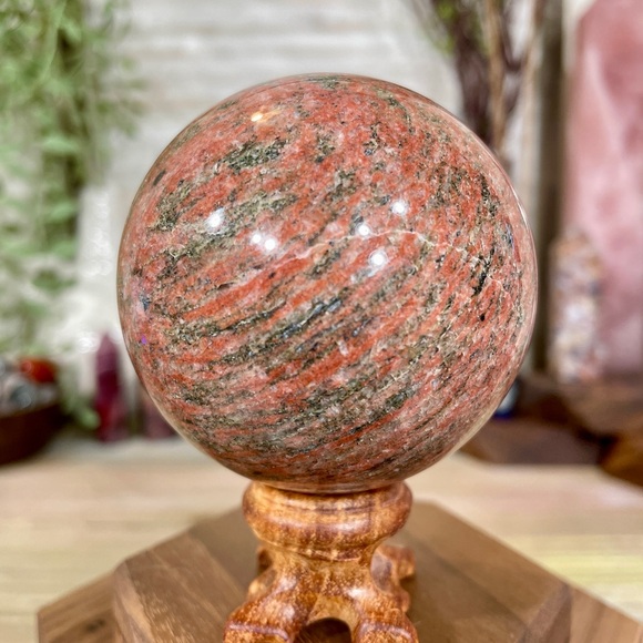 0831 Red Jasper with Hematite Crystal Sphere - Picture 10 of 10